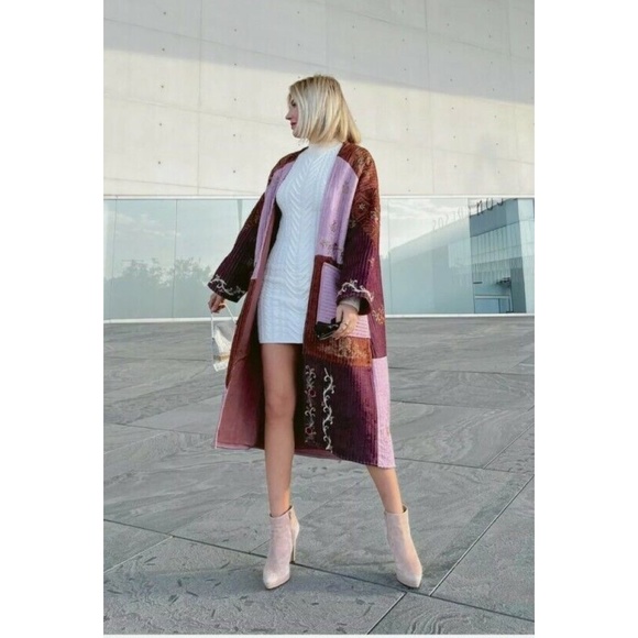Zara Jackets & Blazers - Zara Limited Edition Embroidered Patchwork Open Kimono Coat with Pockets M/L